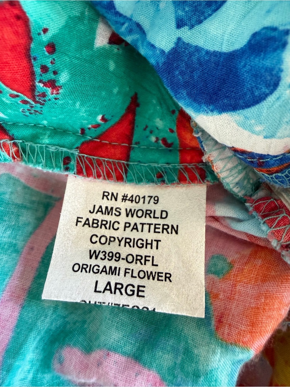 Vintage Jans World Origami Flower Colorful Artsy Vacation Travel Size L - Picture 5 of 9